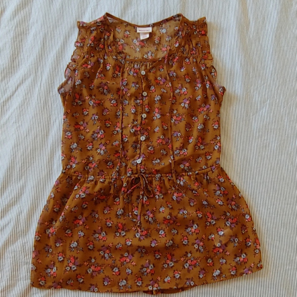 Brown and floral sleeveless top